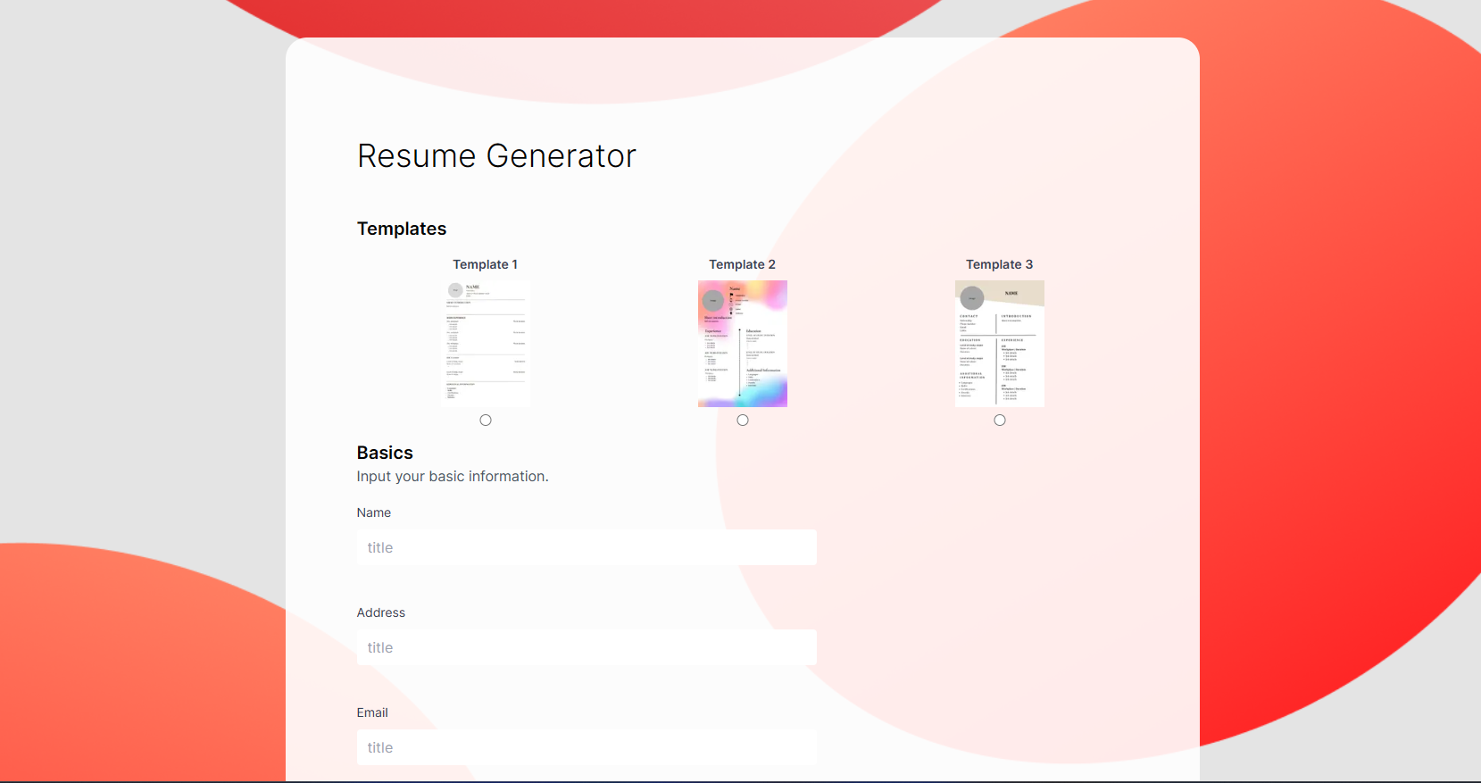 Resume Generator overview